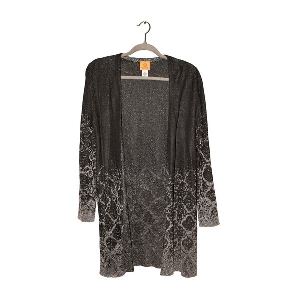 RUBY RD. NEW $59 Gray Silver Metallic‎ Open Cardigan Sweater Medium - Picture 1 of 3
